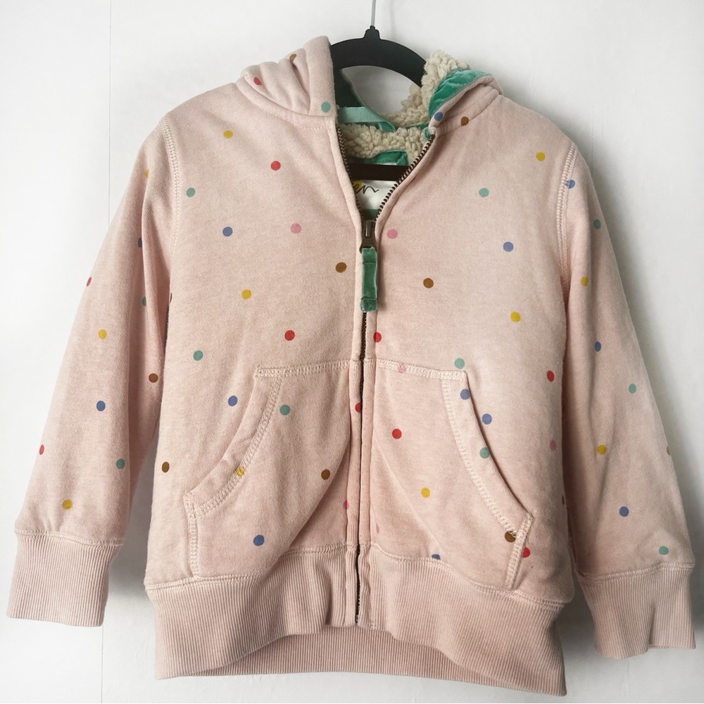 Boden Girls Fleece Lined Polka Dot Hoodie